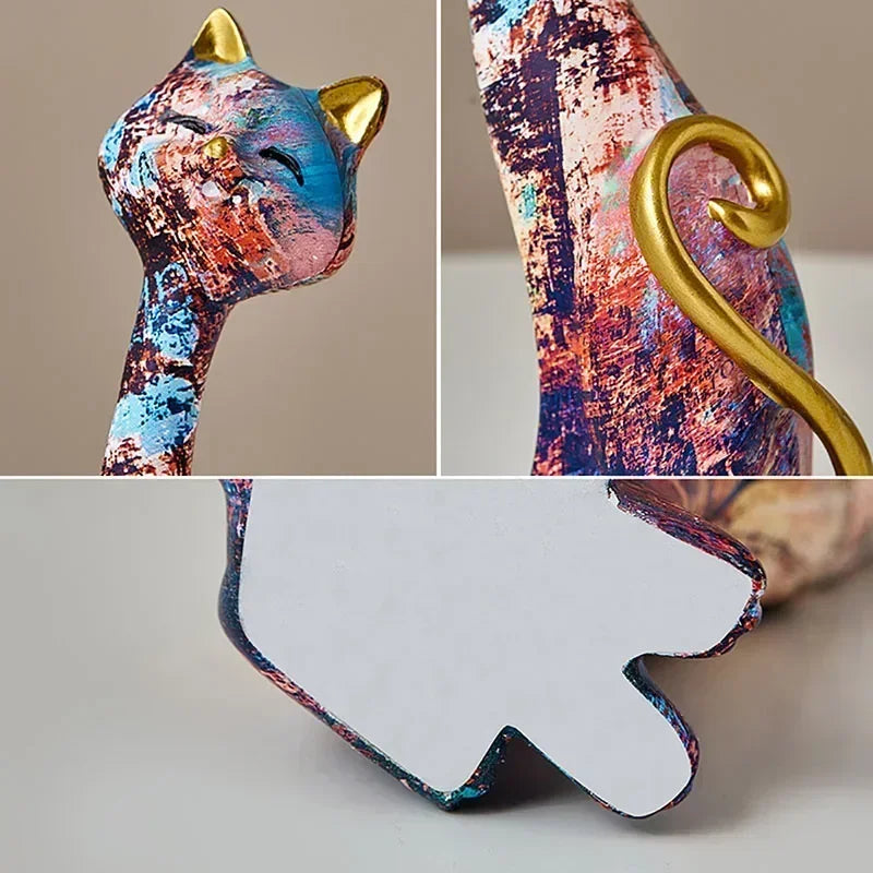 Graffiti Cat Couple Figurines
