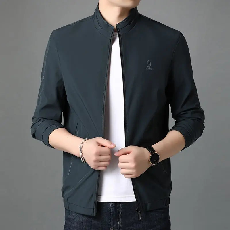 Men's Casual Stand Collar Zipper Windbreaker