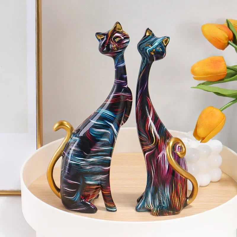 Graffiti Cat Couple Figurines