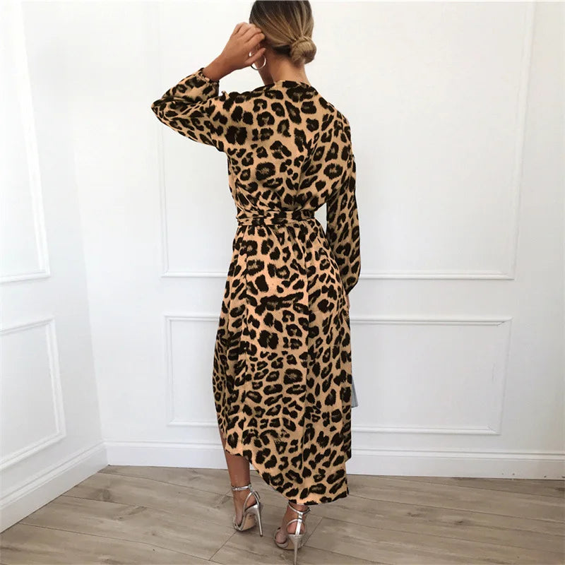 Women's Leopard Chiffon Maxi Dress